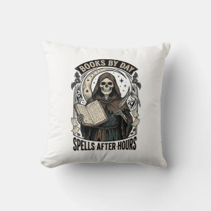 Halloween Accountant Witch Vintage Reaper Design_1 Throw Pillow