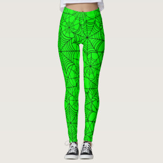 halloween acid green spider web leggings