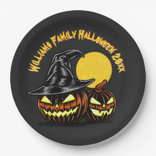 Halloween Add Family Name Year Customize 9" Paper Plates