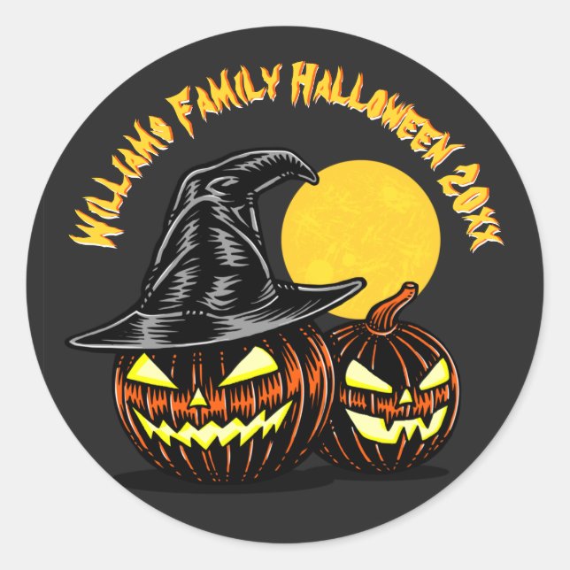 Halloween Add Family Name Year Customize  Classic Round Sticker (Front)
