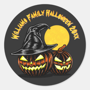 Halloween Add Family Name Year Customize Classic Round Sticker