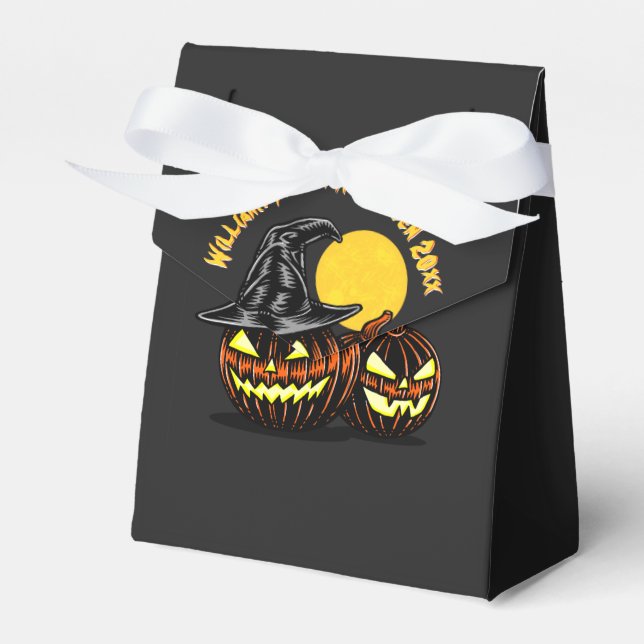Halloween Add Family Name Year Customize  Favor Boxes (Front Side)