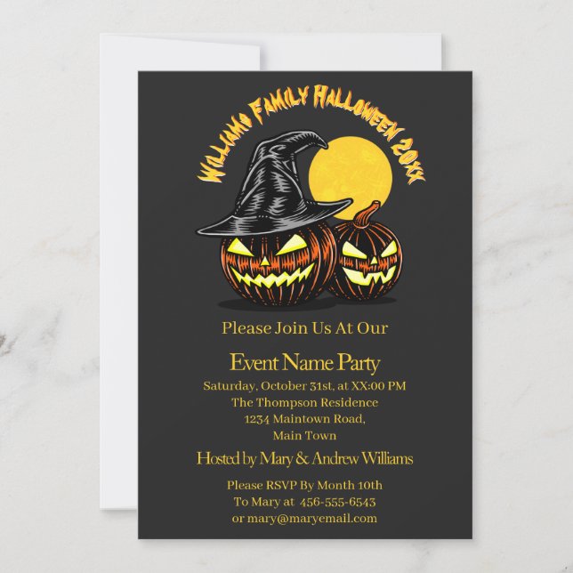 Halloween Add Family Name Year Customize Party Invitation (Front)