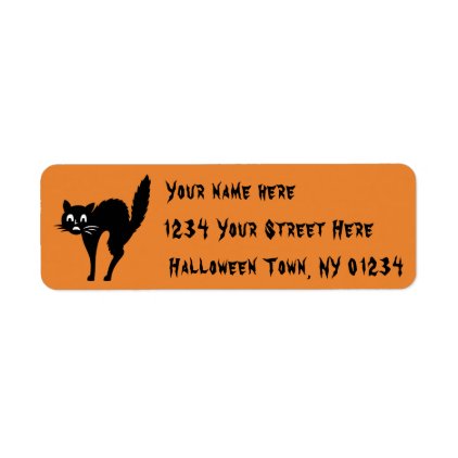 Halloween Address Label Scaredy Black Kitty Cat