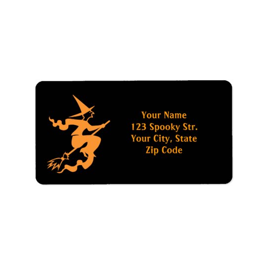 Halloween Address Labels Witch On Broom