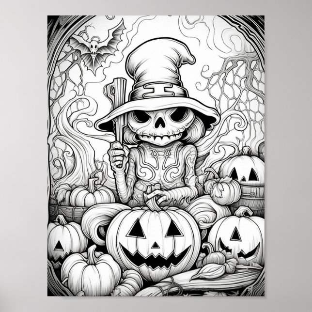Halloween Adult Coloring Poster (Front)