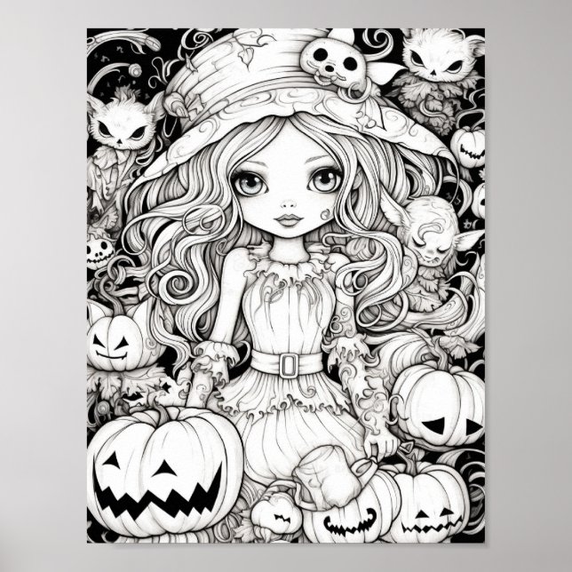 Halloween Adult Coloring Poster (Front)