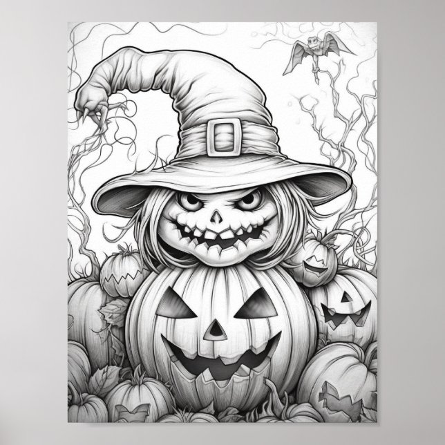 Halloween Adult Coloring Poster (Front)