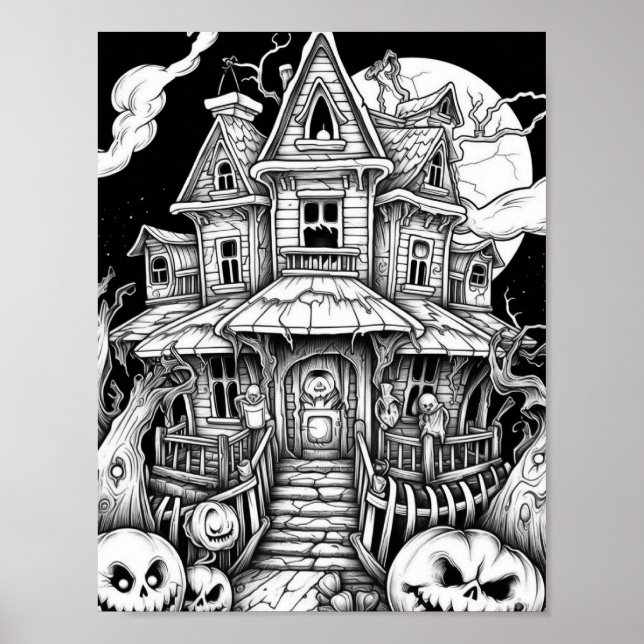 Halloween Adult Coloring Poster (Front)