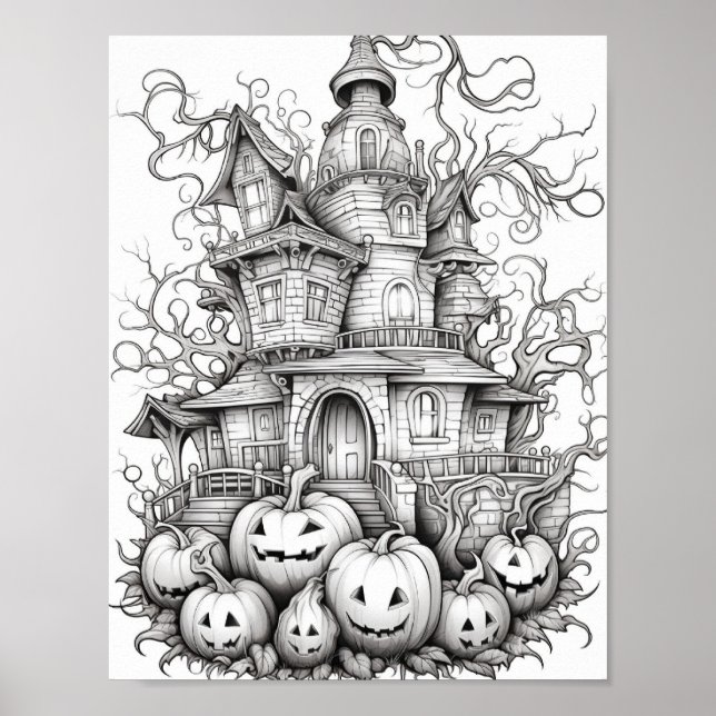 Halloween Adult Coloring Poster (Front)