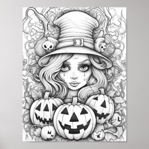 Halloween Adult Coloring Poster