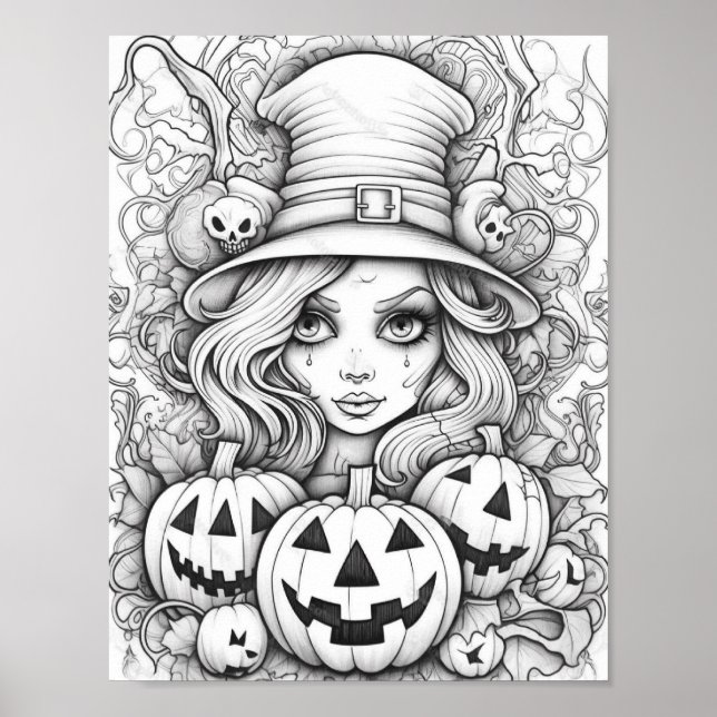 Halloween Adult Coloring Poster (Front)