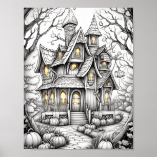 Halloween Adult Coloring Poster