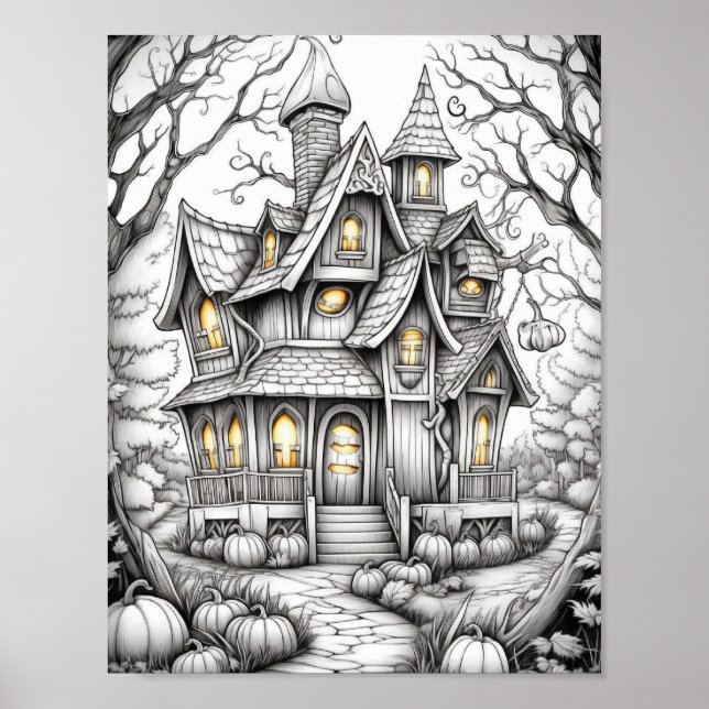 Halloween Adult Coloring Poster (Front)