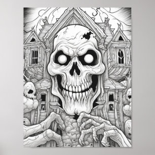 Halloween Adult Coloring Poster