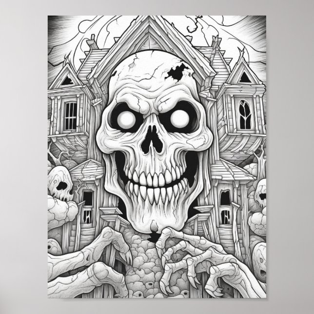 Halloween Adult Coloring Poster (Front)