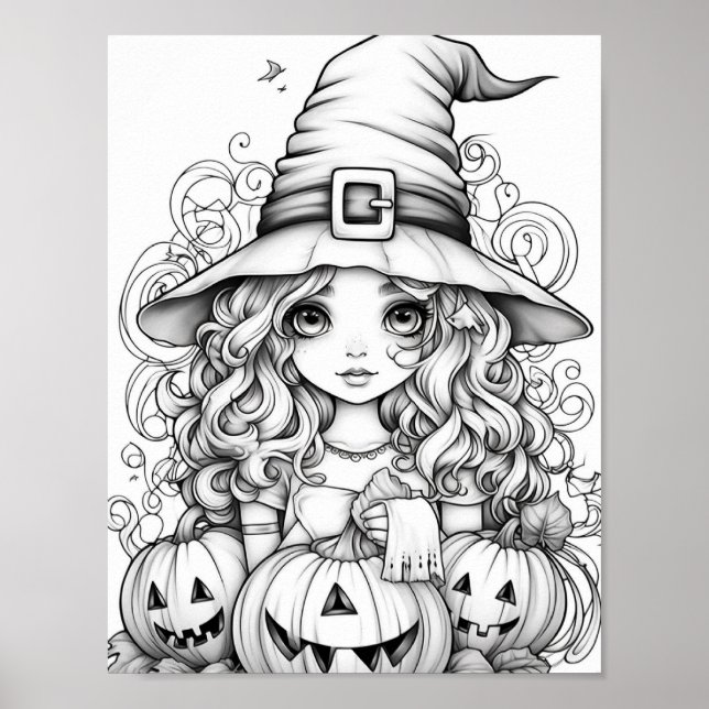 Halloween Adult Coloring Poster (Front)