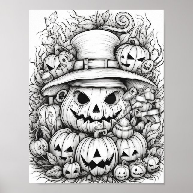 Halloween Adult Coloring Poster (Front)
