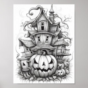 Halloween Adult Coloring Poster