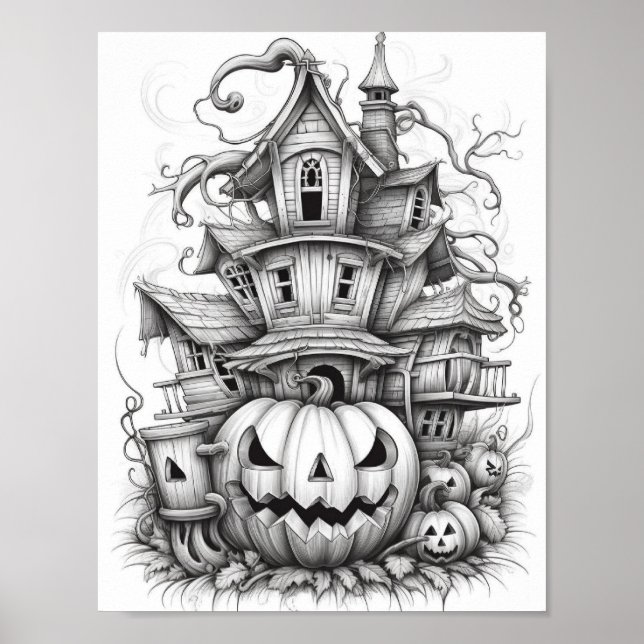 Halloween Adult Coloring Poster (Front)