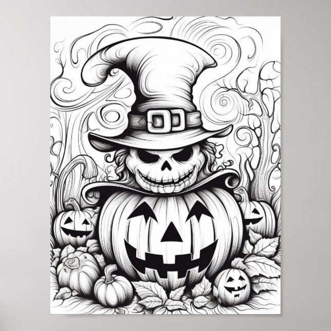 Halloween Adult Coloring Poster (Front)