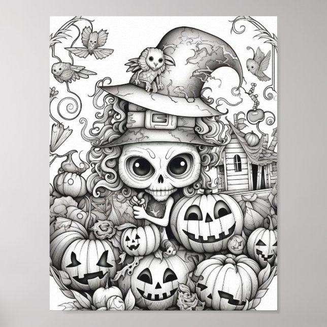 Halloween Adult Coloring Poster (Front)