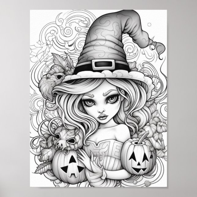 Halloween Adult Coloring Poster (Front)