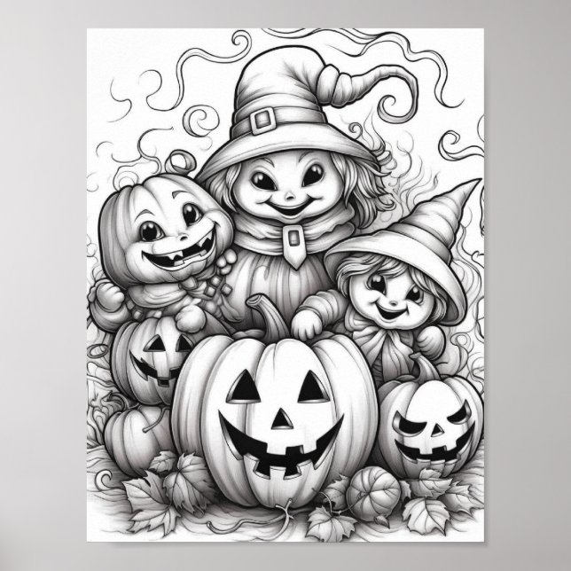 Halloween Adult Coloring Poster (Front)