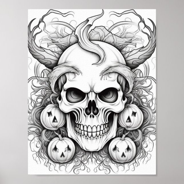Halloween Adult Coloring Poster (Front)