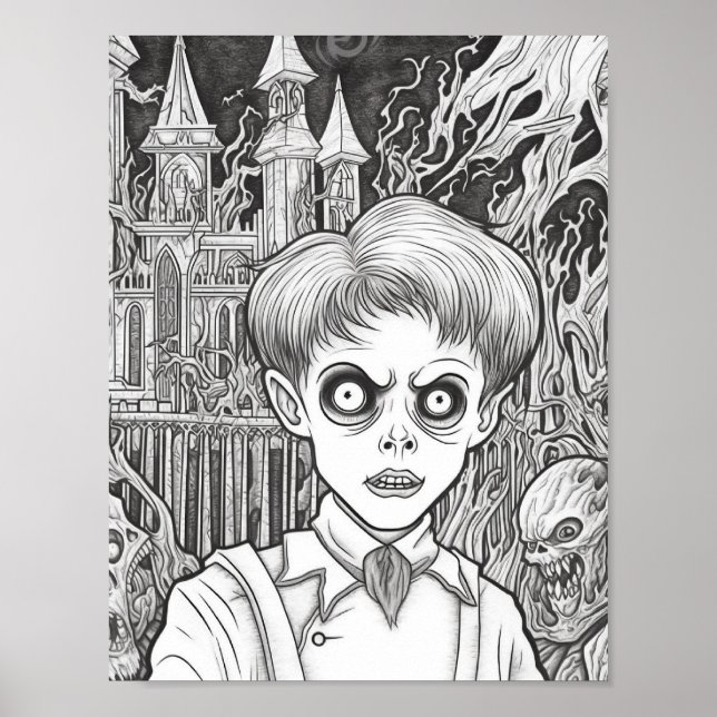 Halloween Adult Coloring Poster (Front)
