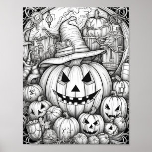 Halloween Adult Coloring Poster