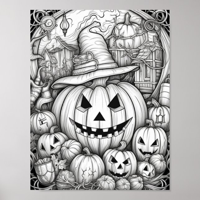 Halloween Adult Coloring Poster (Front)