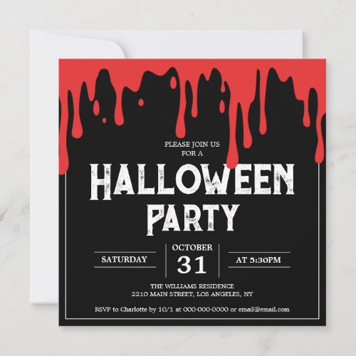 Halloween Adult Party Blood Drips Invitation