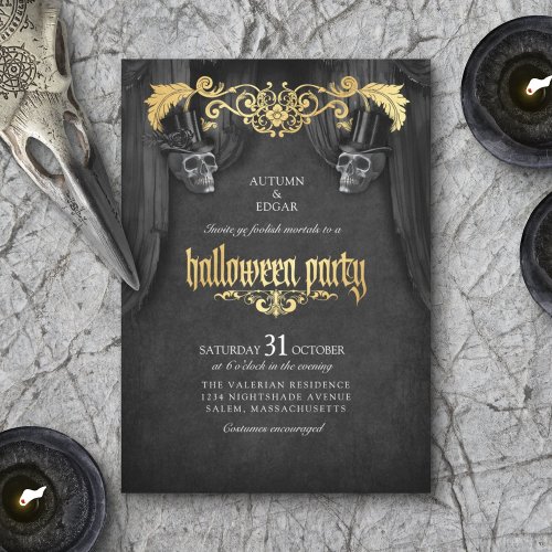 Halloween Adult Party Vintage Skull Invitation