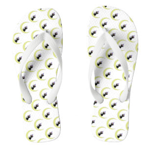 Halloween Adult, Wide Strap Flip Flops/Black Cat Flops