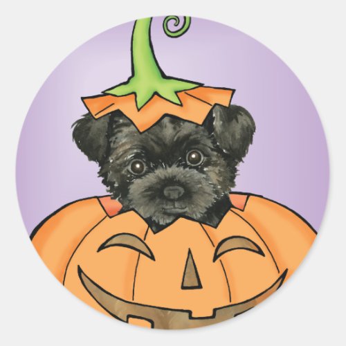 Halloween Affenpinscher Classic Round Sticker