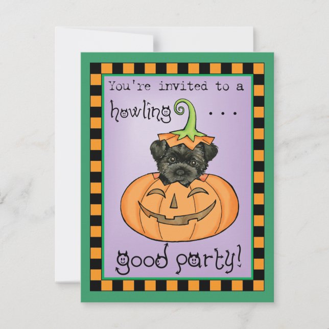 Halloween Affenpinscher Invitation (Front)