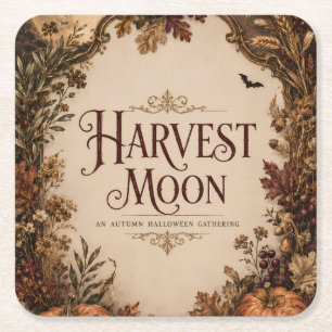 Halloween After Dark , Moody Candlelight Party Square Paper Coaster