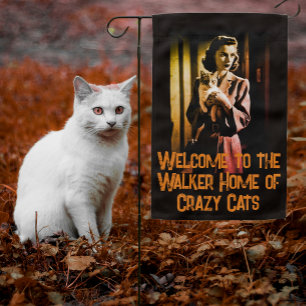 Halloween AI Crazy Cat Lady Customized Garden Flag