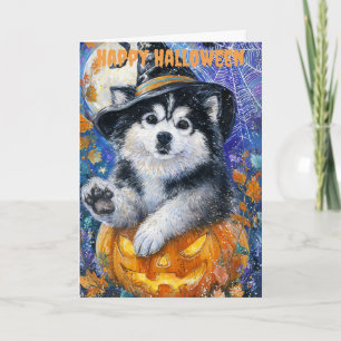 Halloween Alaskan Malamute Holiday Card