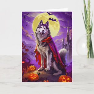 Halloween Alaskan Malamute Vampire Pumpkins Scary  Card