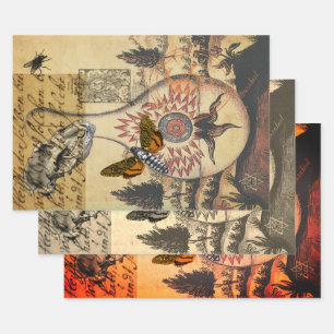 Halloween Alchemy Moth Animal Skull Wrapping Paper Sheets