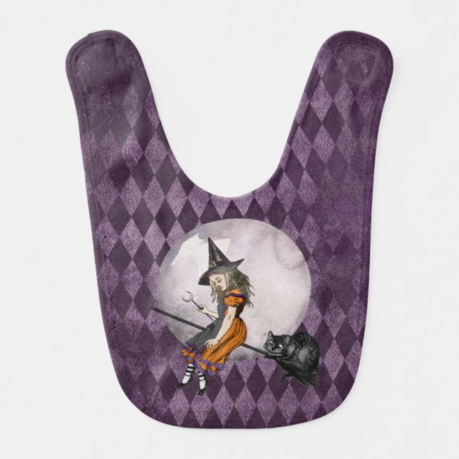 Halloween Alice in Wonderland Cheshire Cat Moon Baby Bib (Front)