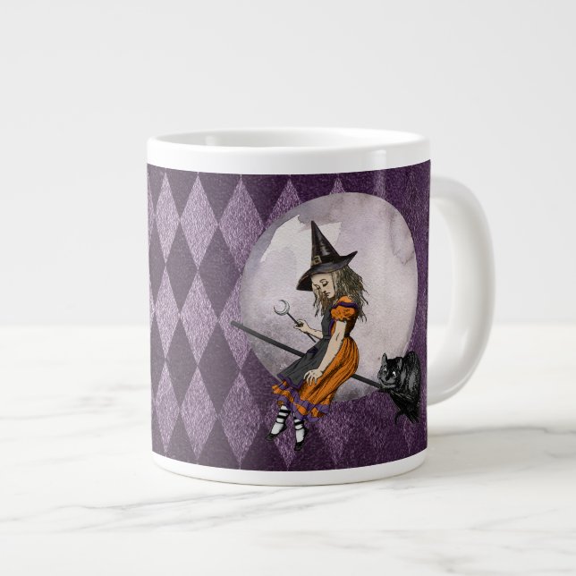 Halloween Alice in Wonderland Cheshire Cat Moon Giant Coffee Mug (Front Right)