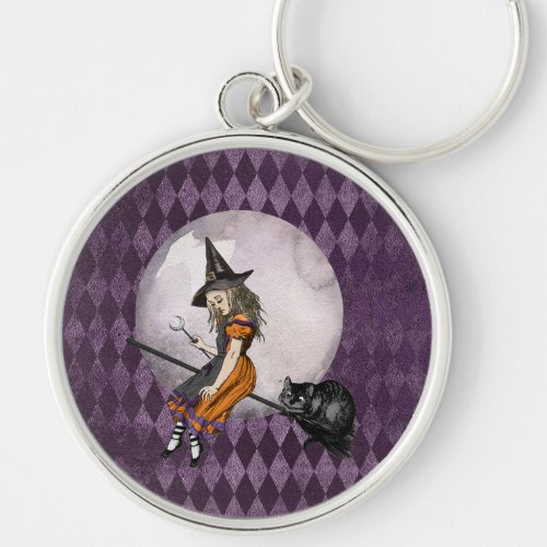 Halloween Alice in Wonderland Cheshire Cat Moon Keychain