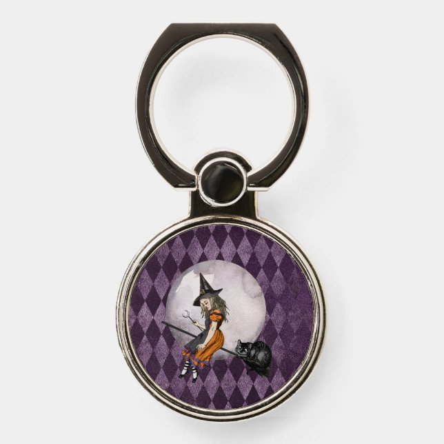 Halloween Alice in Wonderland Cheshire Cat Moon Phone Ring Stand (Front)