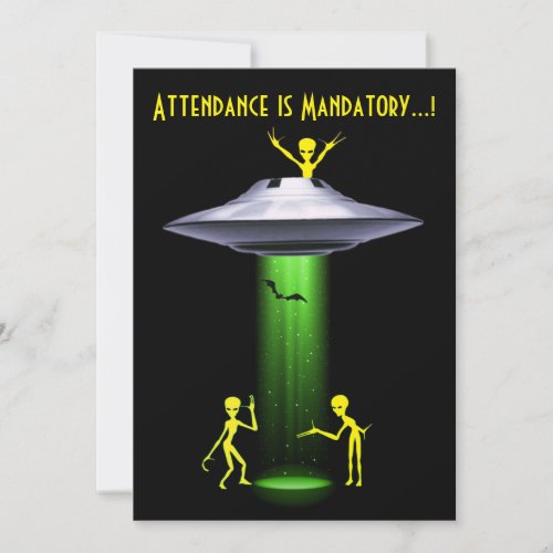 Halloween Alien Abduction Party Spooky Fun UFO Invitation