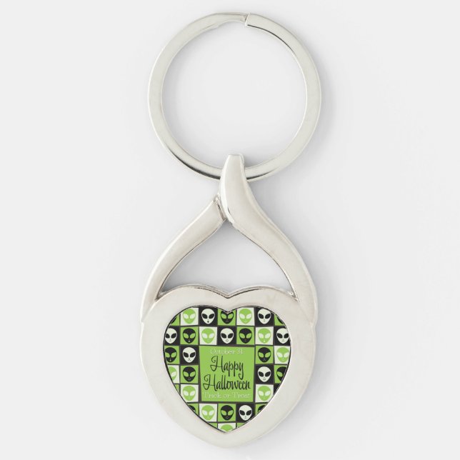 Halloween alien mosaic keychain (Front)