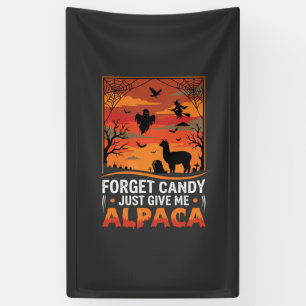 Halloween Alpaca Forget Candy Spooky Vector Design Banner