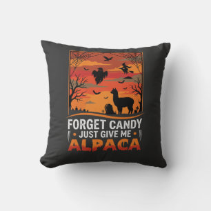 Halloween Alpaca Forget Candy Spooky Vector Design Throw Pillow
